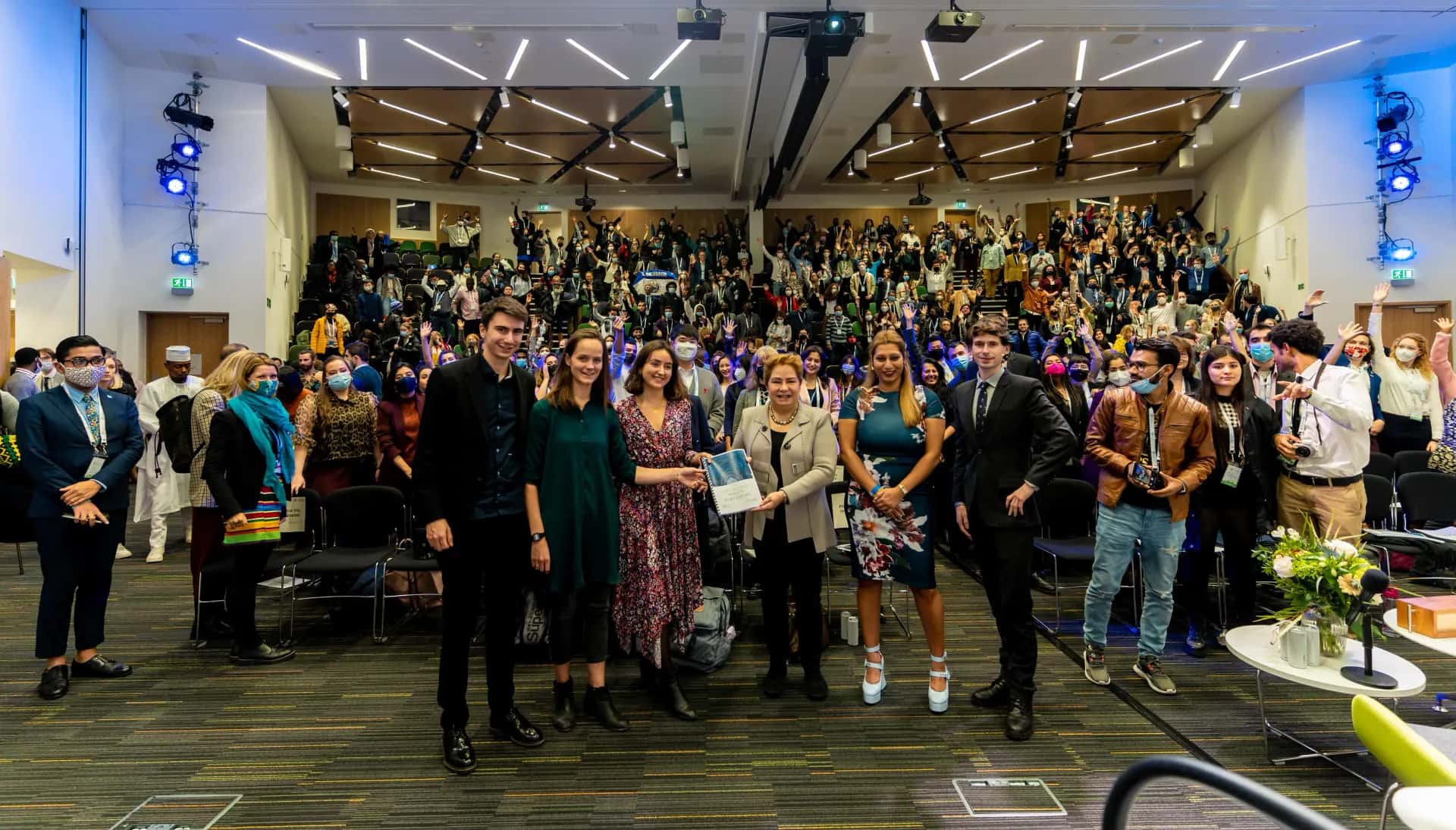 Youth delegates at a climate conference gathering
